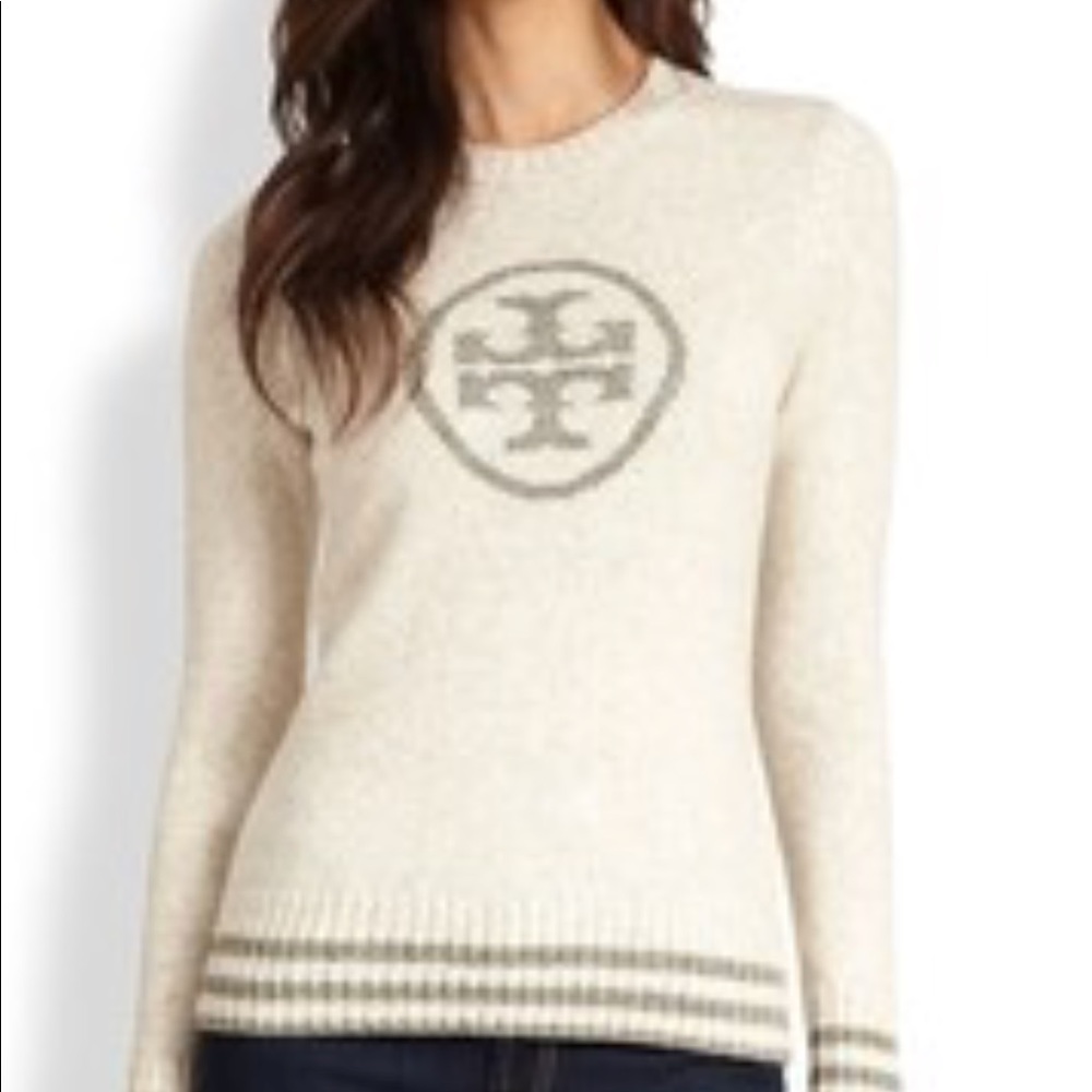 Tory Burch Vika Logo Sweater - NAVY BLUE LOGO XS